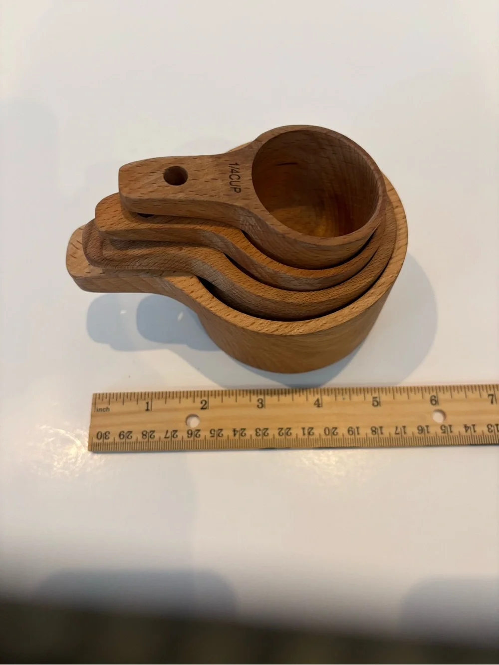 Wood Measuring Cups Set of 4 Nesting Stackable Rustic